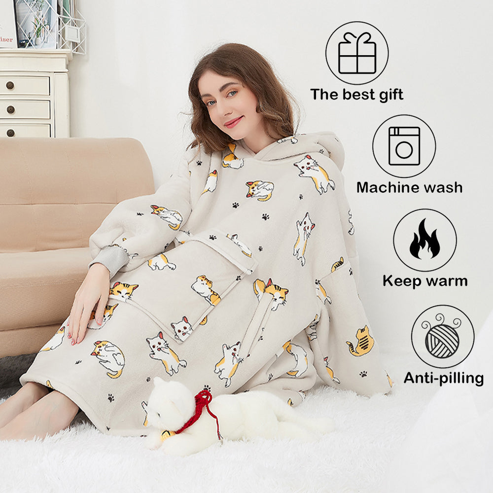 Ultra-Soft Oversized Wearable Sherpa Blanket Hoodie